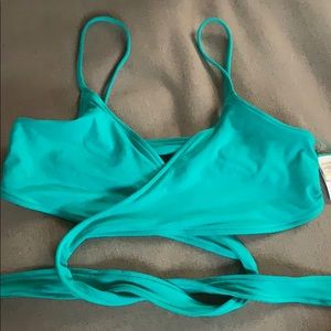L space bikini top turquoise size small